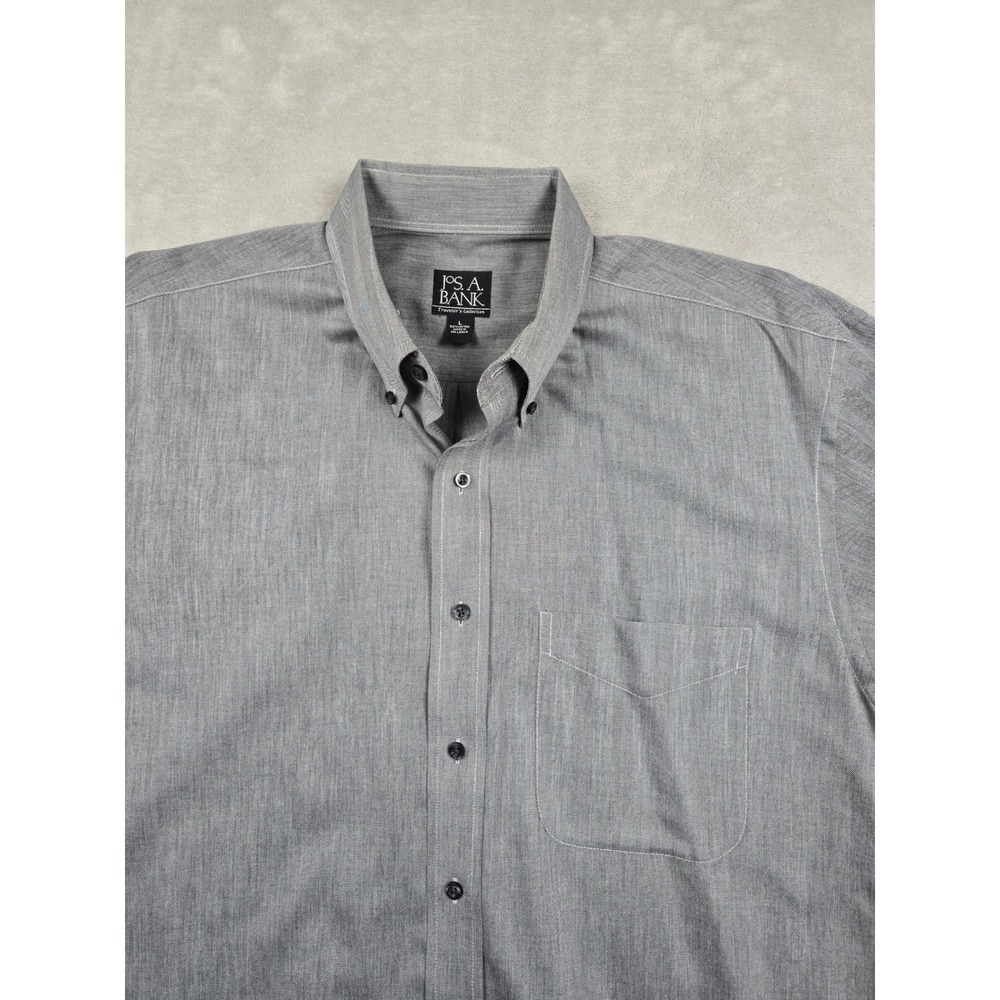 Jos. A. Bank Button Up‎ Shirt Mens Large Gray Traveler Collection *Read